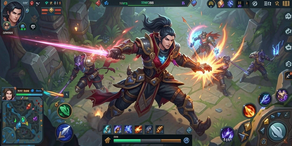 Tangkapan layar menampilkan pertarungan seru dalam gameplay MOBA.