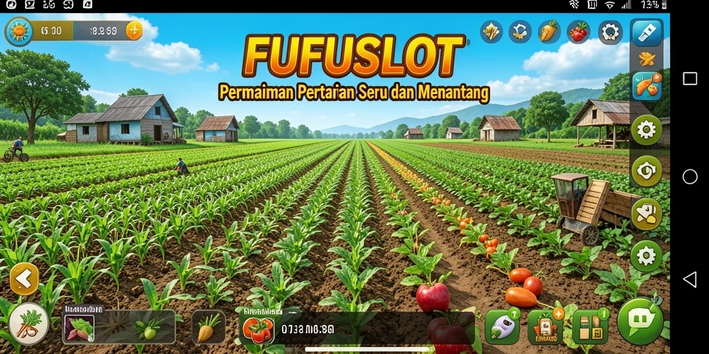 Tampilan menarik dari gameplay FUFUSLOT saat bertani di ladang.