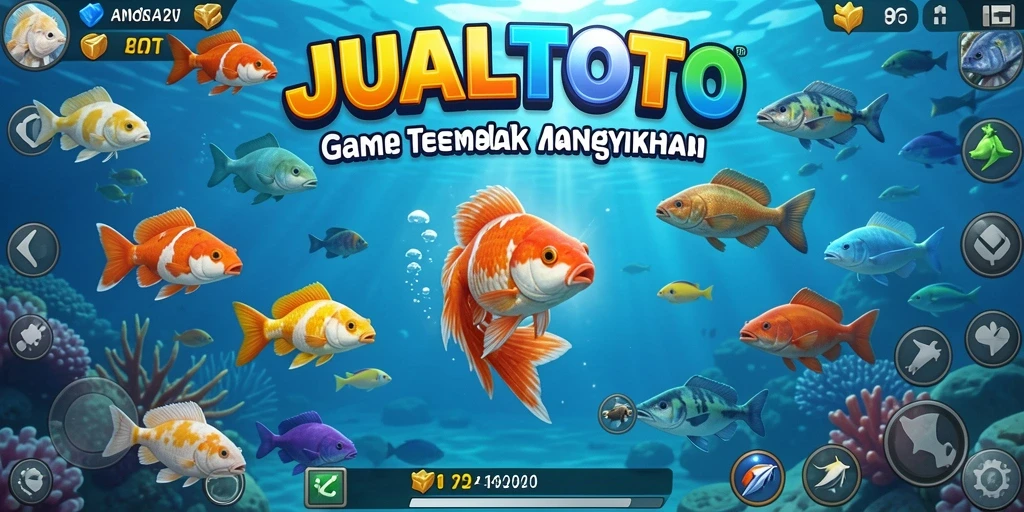 Screenshot gameplay JUALTOTO menampilkan suasana menembak ikan yang seru.