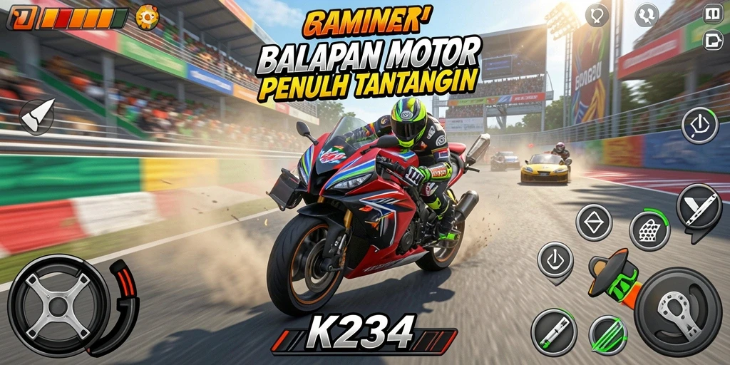 Gameplay seru dalam balapan motor dengan grafik menakjubkan.