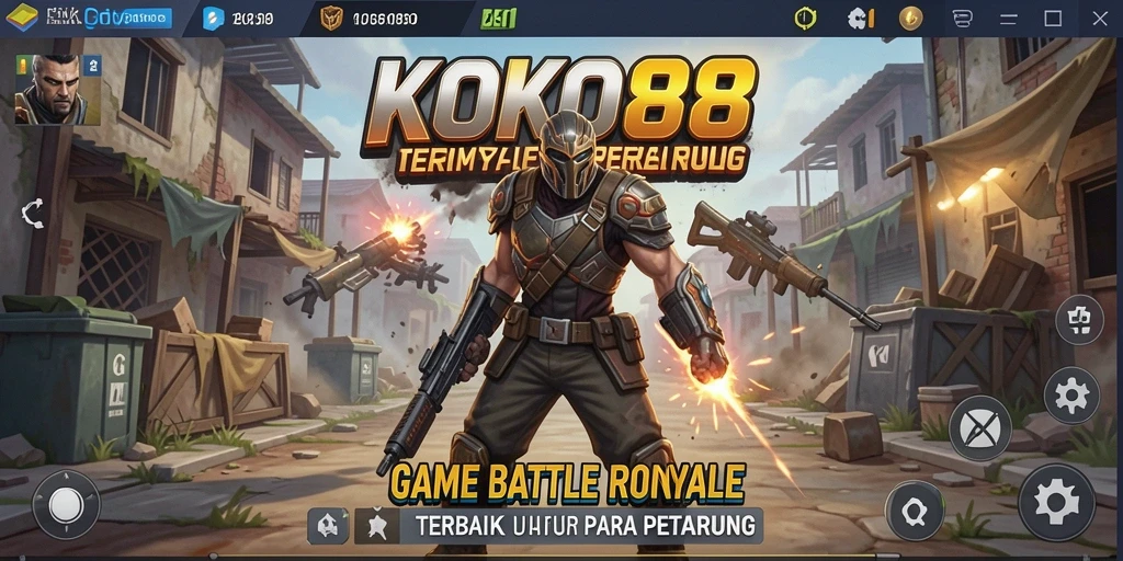 Screenshot gameplay KOKO88 menampilkan aksi seru di arena pertempuran Battle Royale.