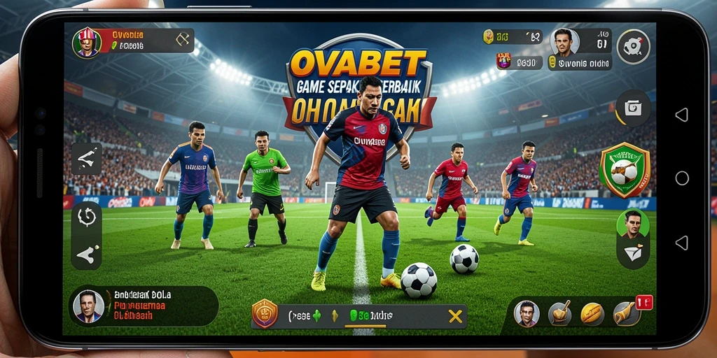 Tampilan gameplay OVABET menampilkan aksi mendebarkan di lapangan sepak bola.