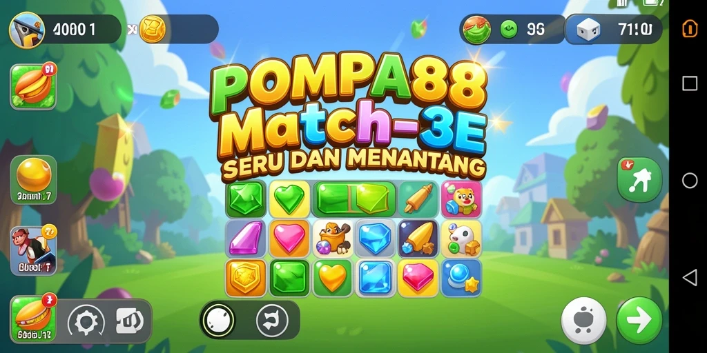 Screenshot gameplay POMPA88 menampilkan aksi seru Match-3.