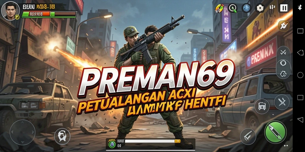 Tampilan gameplay PREMAN69 yang intens dan mendebarkan.