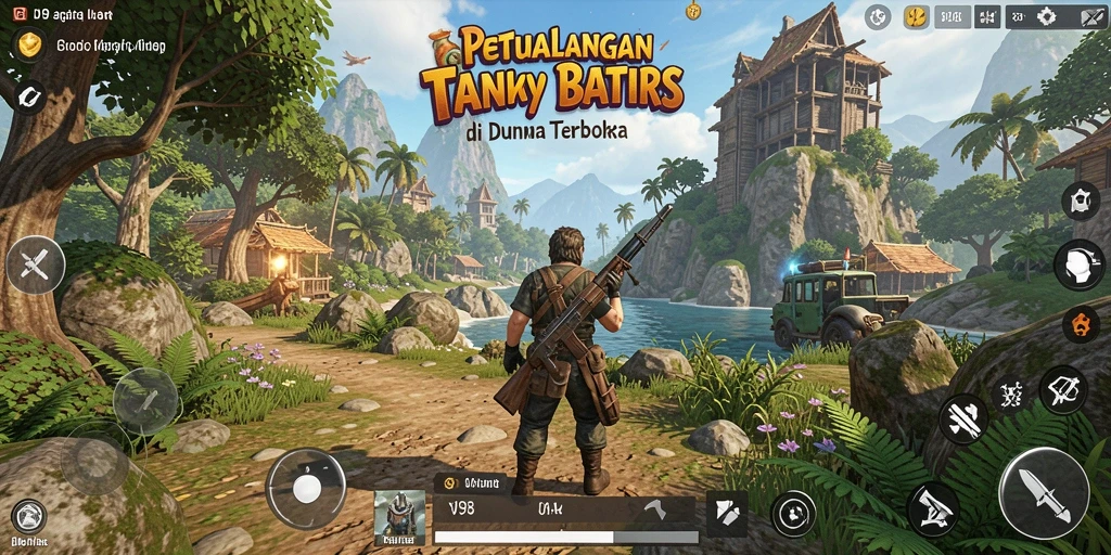 Tampilan gameplay V98 yang mendebarkan di dunia terbuka.