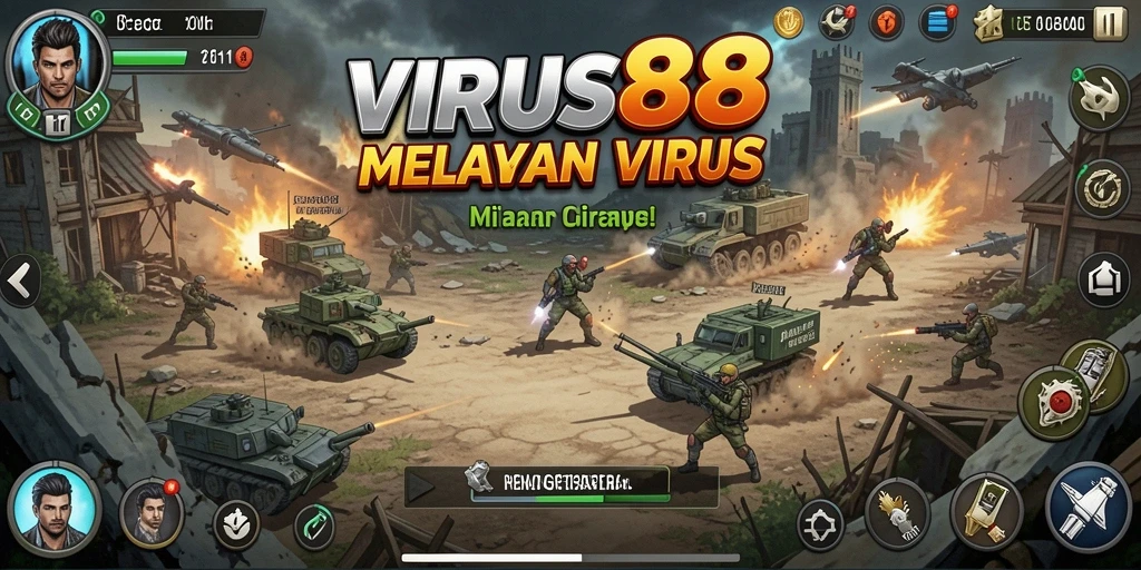 Screenshot gameplay <strong>VIRUS88</strong> menampilkan strategi taktis melawan virus.