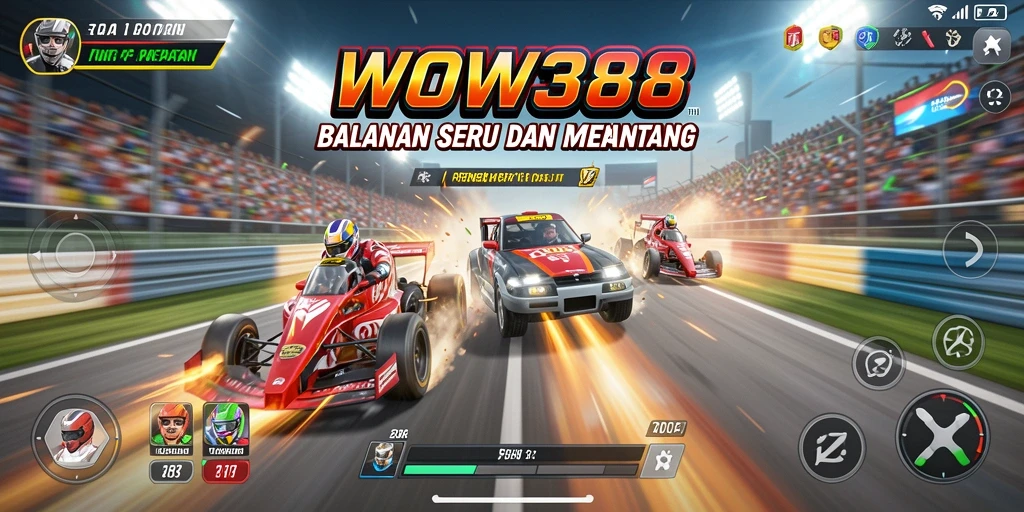 Tampilan gameplay WOW388 yang menarik dengan balapan penuh aksi.